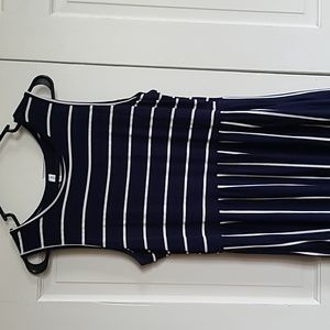 Maxi navy & white stripe dress with pockets